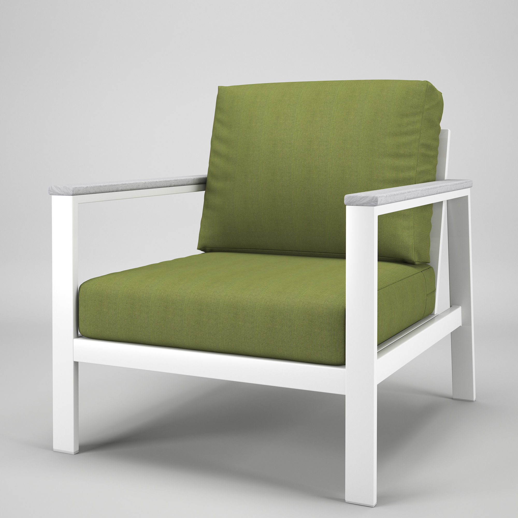 Weston Metal Outdoor Lounge Club Chair With Sunbrella Cushion, White, Spectrum Cilantro