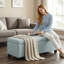Banc de chambre bleu 48,67 pouces, bois massif et rangement spacieux