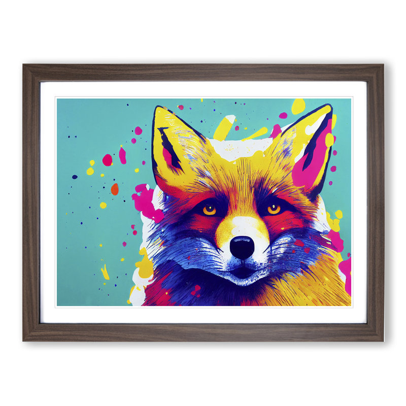 Fox Splashed Vol.5 Abstract 1 Piece Single Picture Frame Wall Art, 34cm H x 46cm W x 2cm D, Walnut