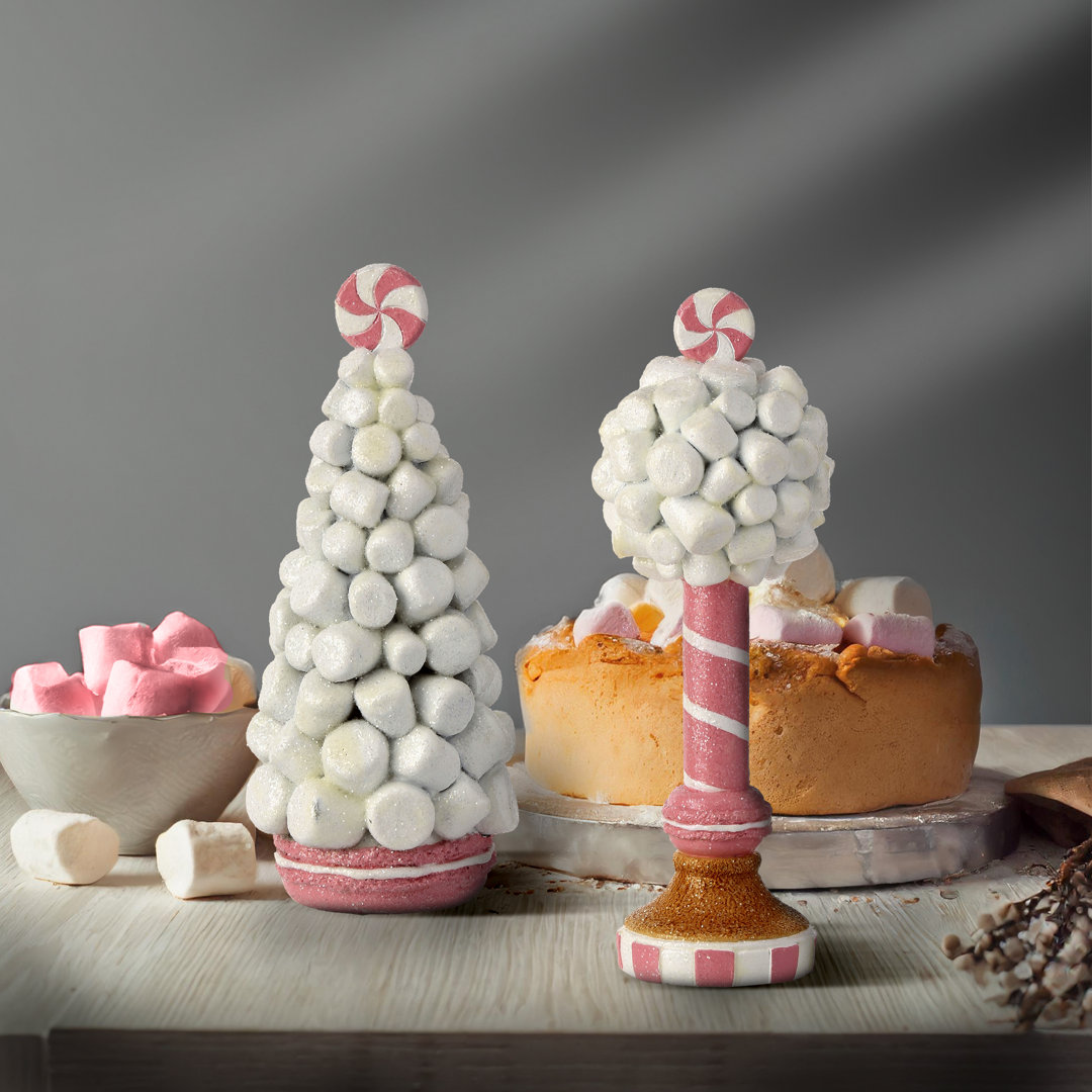 8.5" Resin Marshmallow Tree Topiaries (Set of 2) The Holiday Aisle®