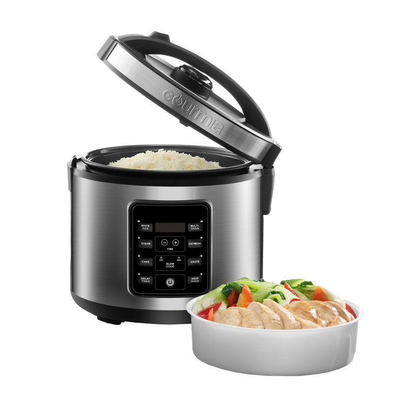 Mijoteuse Gourmia 7 pte, 3 réglages de chaleur, casserole en céramique amovible, acier inoxydable, Stainless Steel