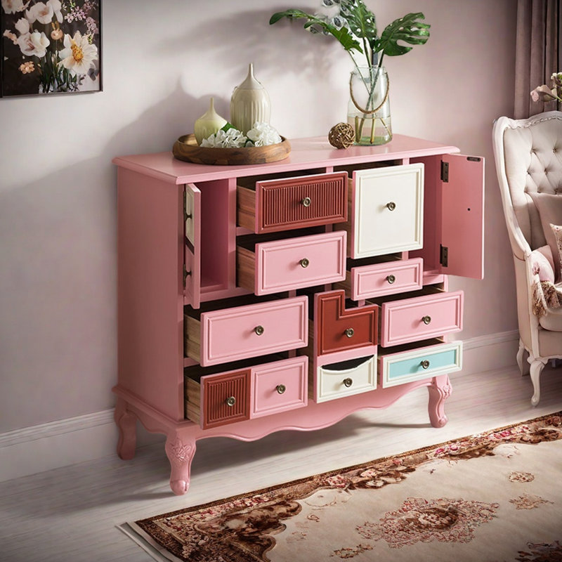 American style simple drawer accent cabinet, Pink