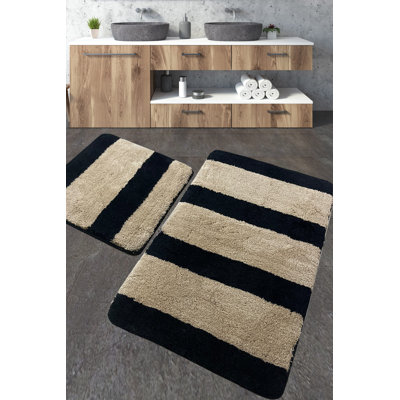 Ensemble de tapis de bain en acrylique fait à la main (2 pièces), antibactérien et antidérapant | Grand 23,6 x 39,4 pouces et petit 19,7 x 23,6 pouces | 100% acrylique, 1,5 lb / pi² | Lavable à la machine, idéal pour la sécurité et le confort de la salle de bain