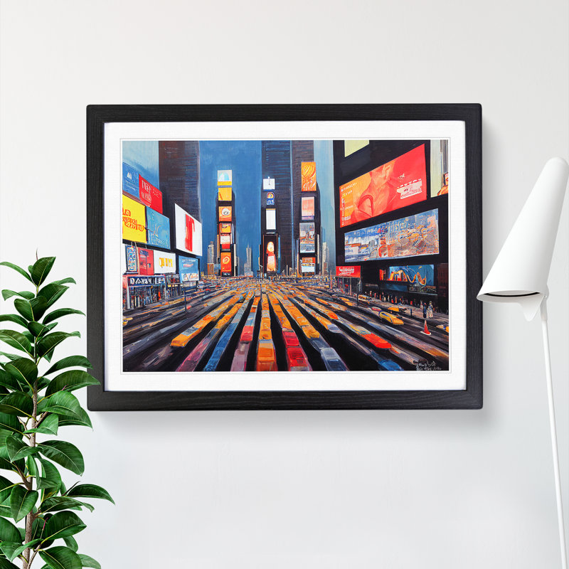 New York City Times Square Vol.4 1 Piece Single Picture Frame Wall Art, 25cm H x 34cm W, Black