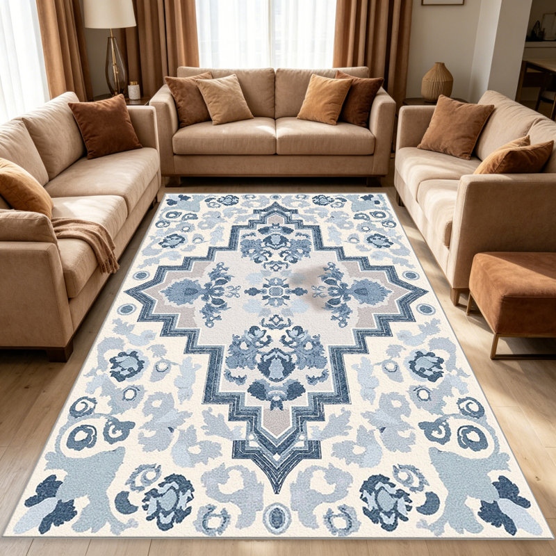 Bohemian Medallion Blue carpet-easy to clean, machine-washable, soft and comfortable; suitable for door mats, kitchens, living rooms, bedrooms, corridors, and laundry areas. Easy to clean, durable carpet for home decoration.