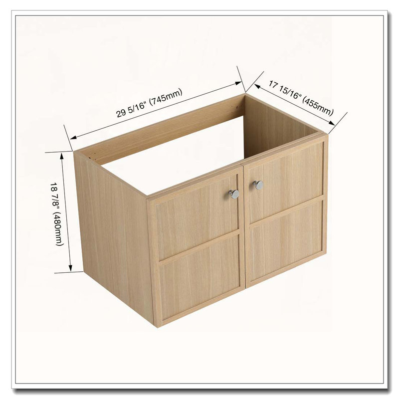 Wall Mounted Bathroom Vanity With Soft Closing Doors Without Sink