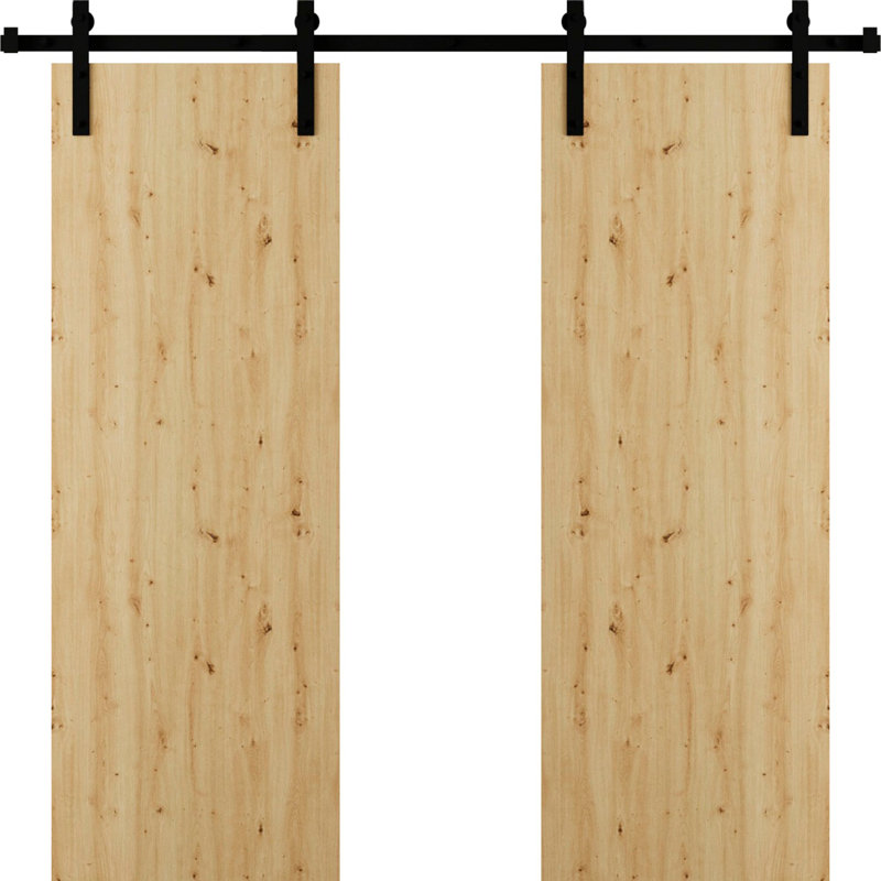 Porte de grange moderne - ESSENTIEL 8001 - Ensemble de quincaillerie lourde sur rail 6,6 pi - Portes intérieures à panneau plein