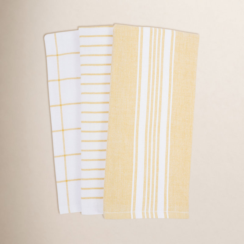 Damali Stripe Linen Set Kitchen Towel, Yellow