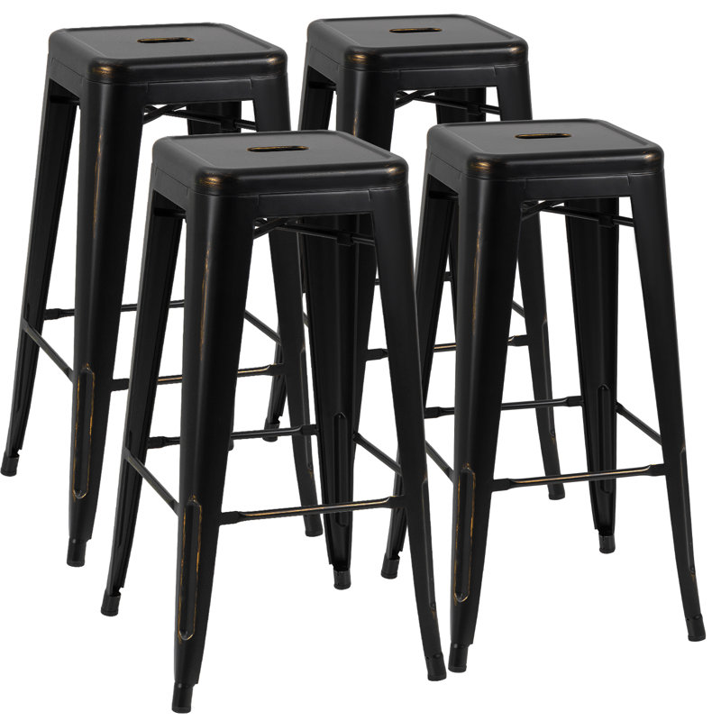 Lansing 30" Bar Stool, Black/Gold