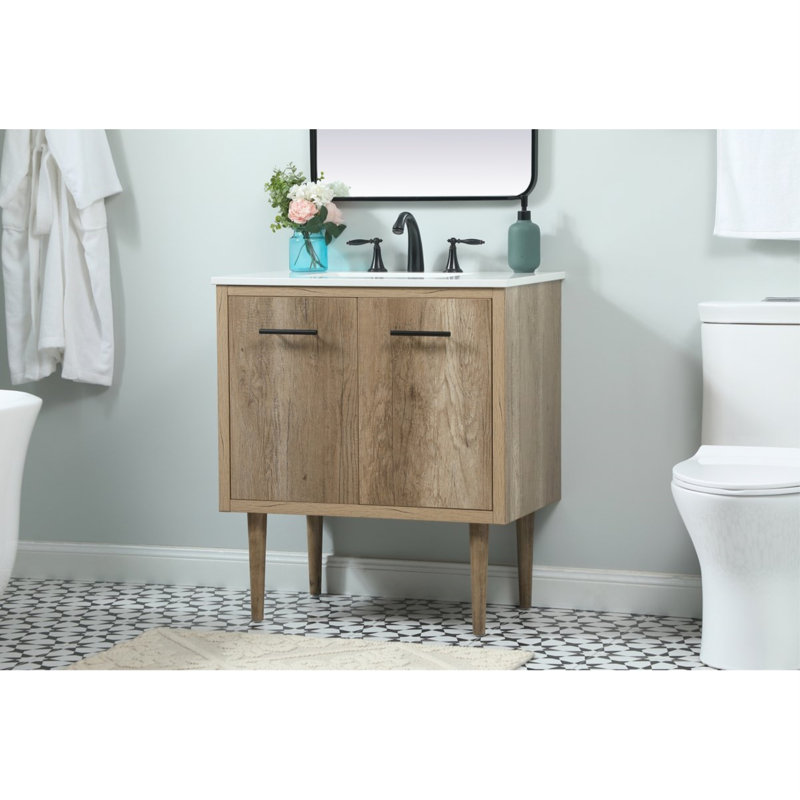 Ensemble de meuble-lavabo simple 30 po Cyrus, Chêne naturel