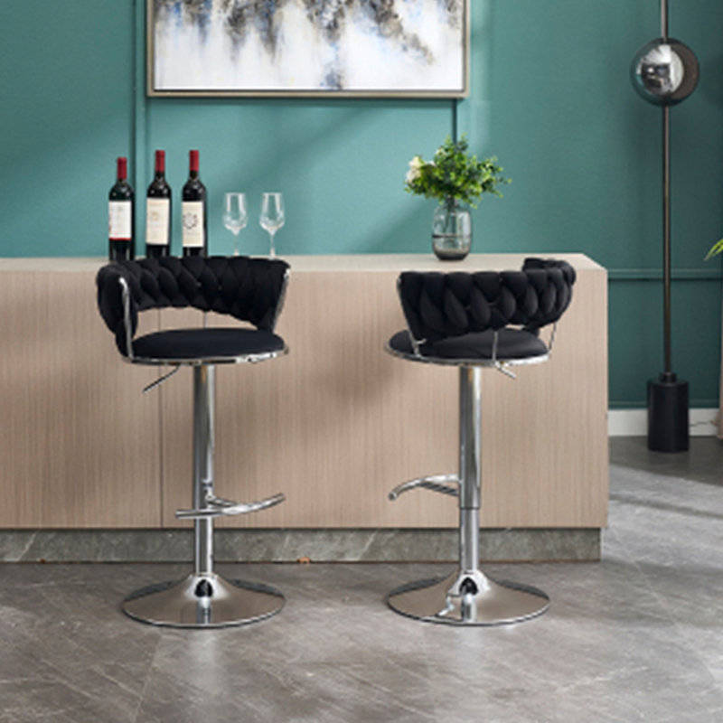 Upholstered Bar stools(Set of 2), Black