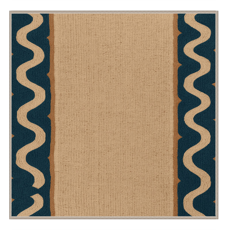  Tapis hawaïen lavable à bordure ondulée, Carré 5 pi
