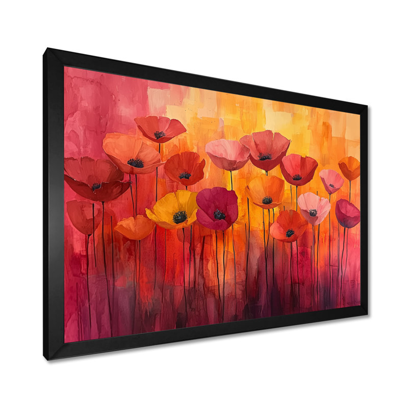 Iridenta - Floral Wall Art, Single Picture Framed Print, 30" H x 40" W, Black