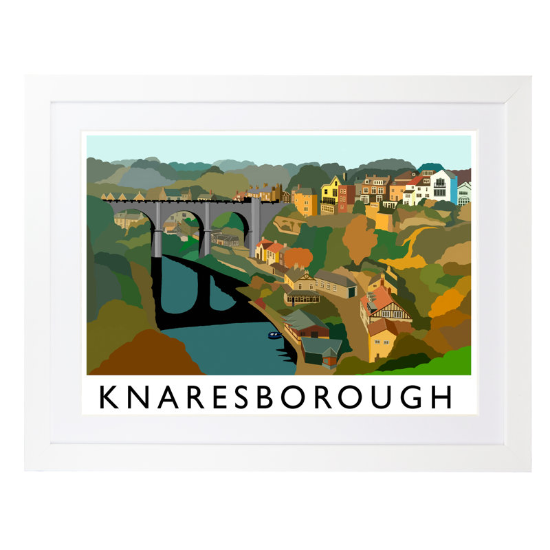 Knaresborough by Richard O'Neil - Print, White Wood Frame, 44 cm H x 54 cm W x 2.2 cm D