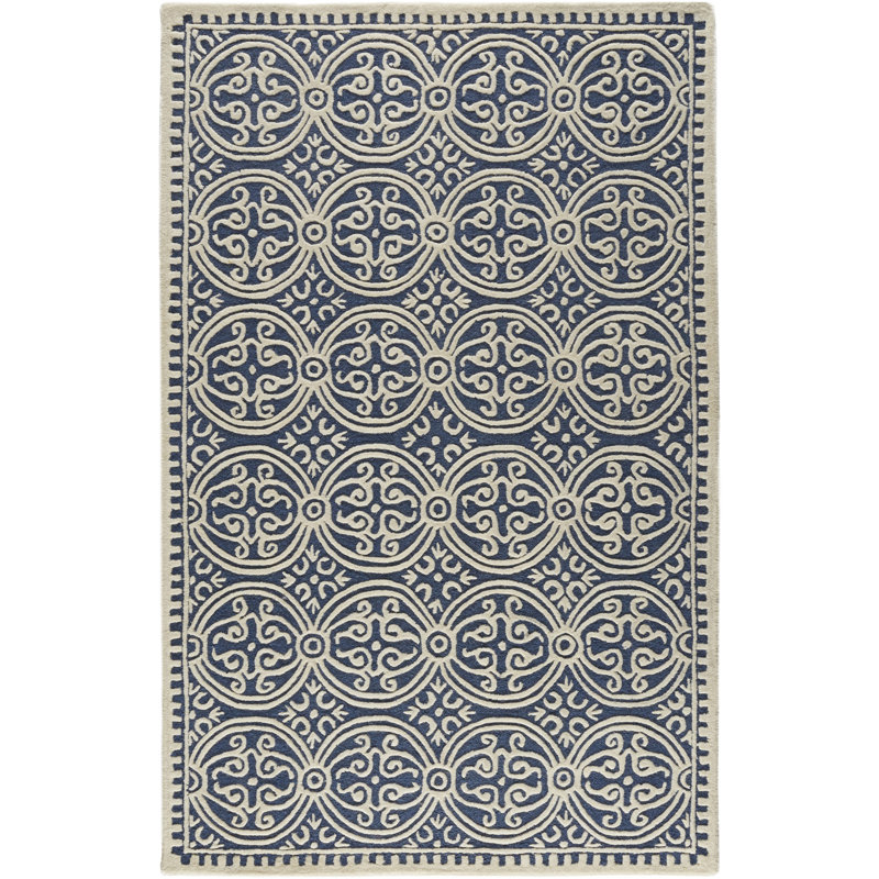 Tapis géométrique en laine touffeté à la main Sadik, Rectangle 6 pi x 9 pi