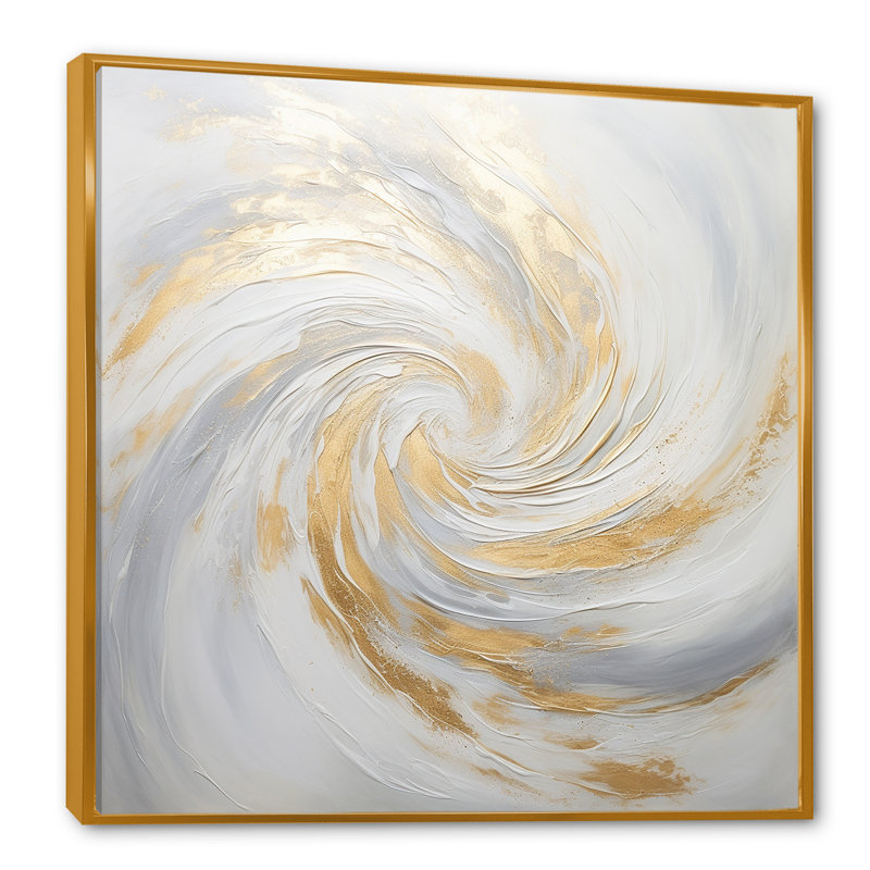 Vortex II doré et blanc, Cadre flottant doré, H 24 po x l 24 po x P 1 po