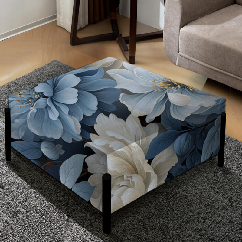 Misty Whispers Moody Patterns I - Floral Large Square Ottoman
