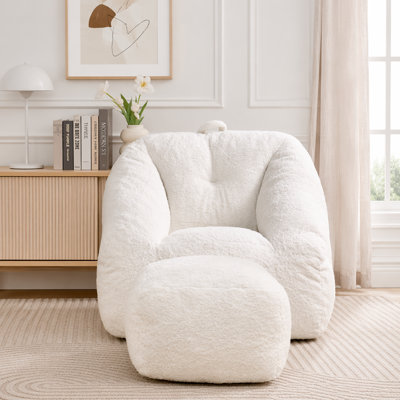 Bean Bag Chair with Filler, Bean Bag Sofa with Tufted Soft Stuffed Filling, Fluffy and Lazy Sofa, Comfy Cozy BeanBag Chairs with Memory Foam for Dorm, Apartment, Living Room