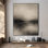 Très grande reproduction d'art sur toile - Moody Minimal Lake Horizon, paysage neutre et doux pour la chambre à coucher ou le bureau - «Assemblage requis du cadre (cadre non fini)»
