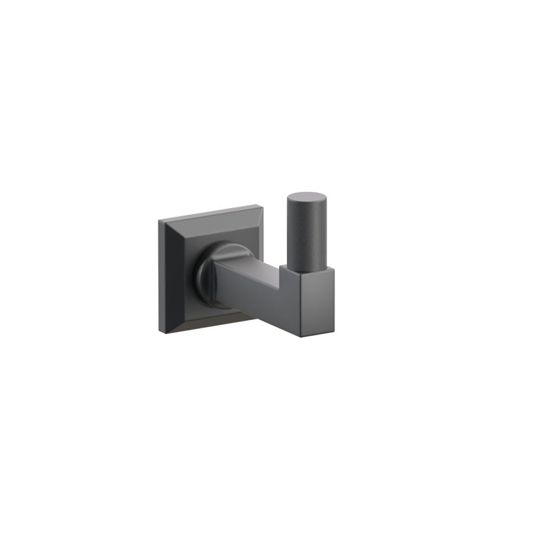 Emtek Select Single Hook w/ Chamfered Square Rosette, Square Stem & Knurled Tip, Polished Nickel