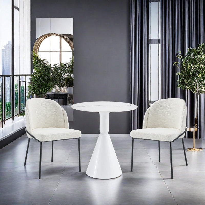 Collings Curved Back Upholstered Dining Chair (Set of 2), White, Black