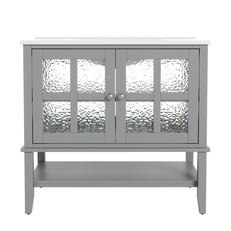 Bathroom Vanity With Ceramic Sink, Gray