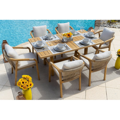 Darnecia 6 - Person Rectangular Solid Acacia Wood Outdoor Dining Set by Corrigan Studio