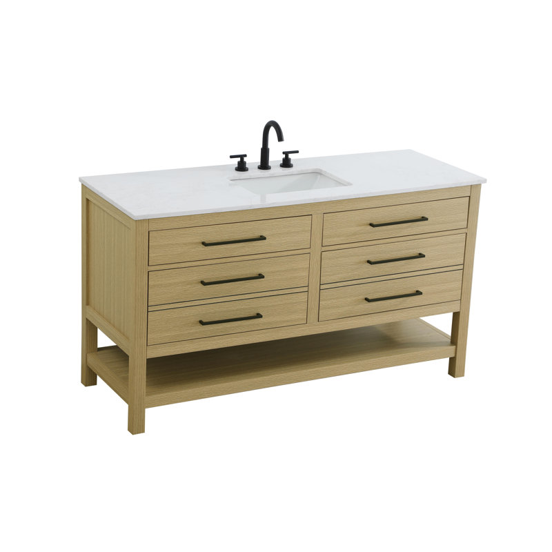 Meuble-lavabo simple 54 po_Moderne_VF60554, Brun miel, 60"