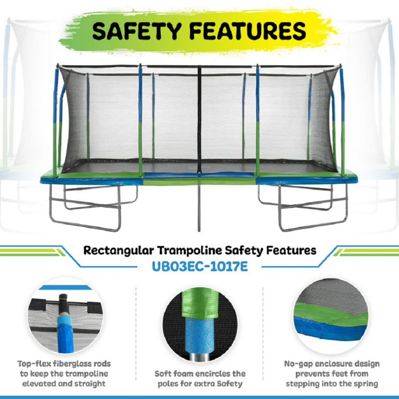 Machrus Upper Bounce - Mega 10' X 17' Gymnastics Style, Rectangular Trampoline