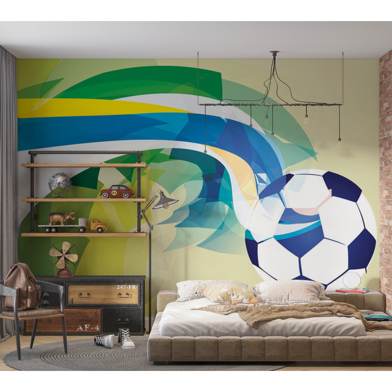 Papier peint mural Premium - soccer abstrait, L 96 po x l 120 po