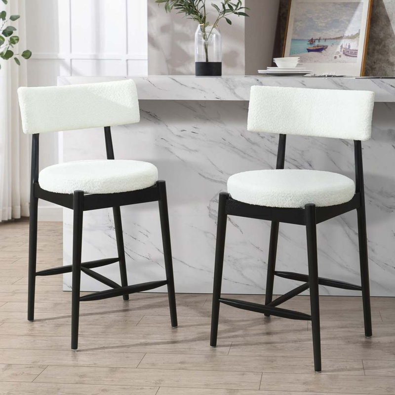 Tabourets de comptoir rembourrés en tissu Travares, Noir, noir, noir, noir