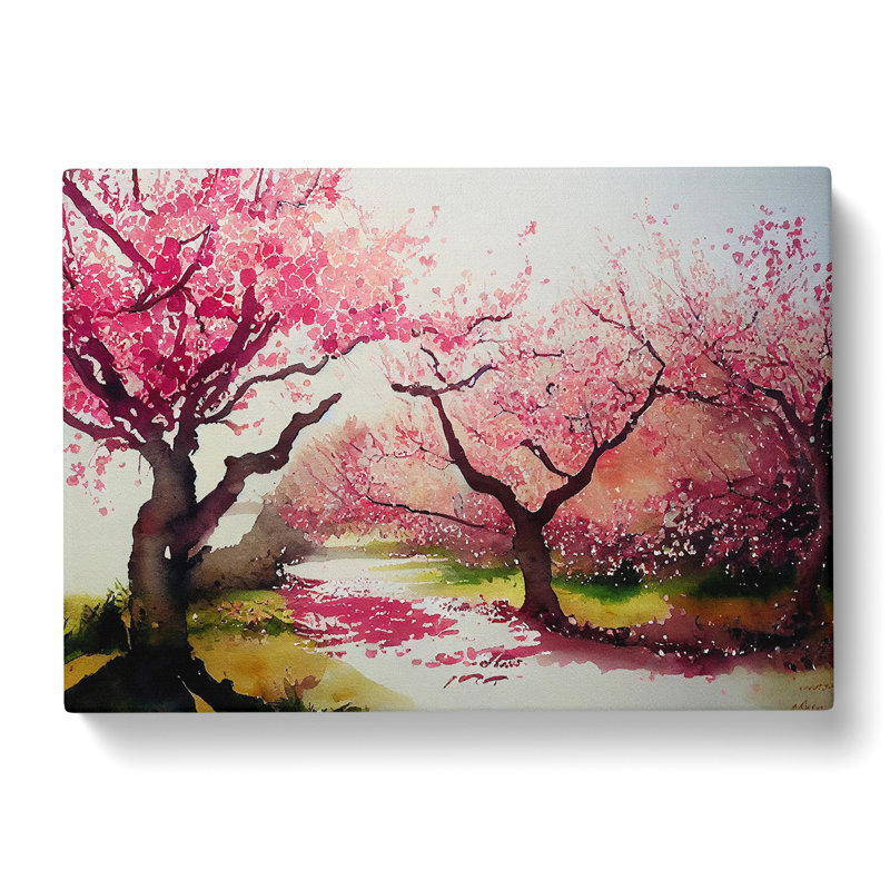 Interesting Cherry Blossom Trees - Wrapped Canvas, 50cm H x 76cm W x 3cm D