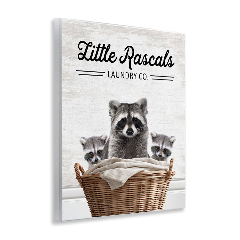 «Little Rascals Laundry Raccons», plaque murale avec lettres et doublures