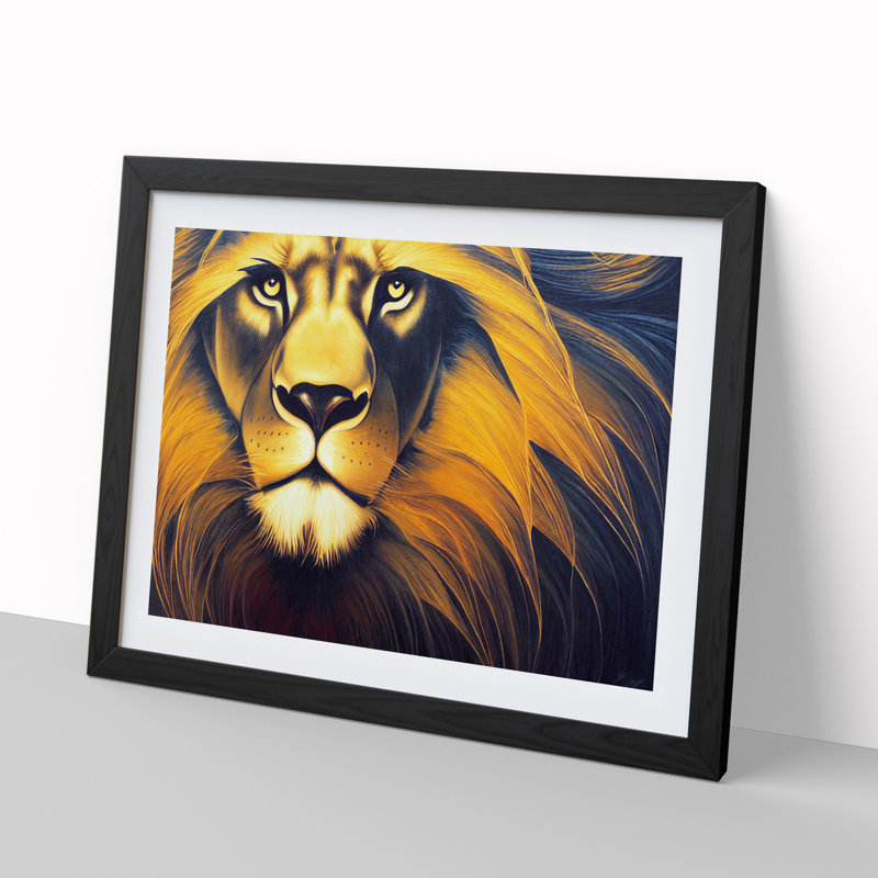 Invigorating Lion - Framed Print, Black, 46cm H x 64cm W x 2cm D