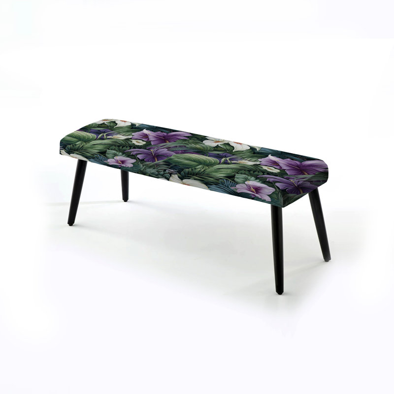 Palmier enchanté motif tropical - banc noir rembourré tropical