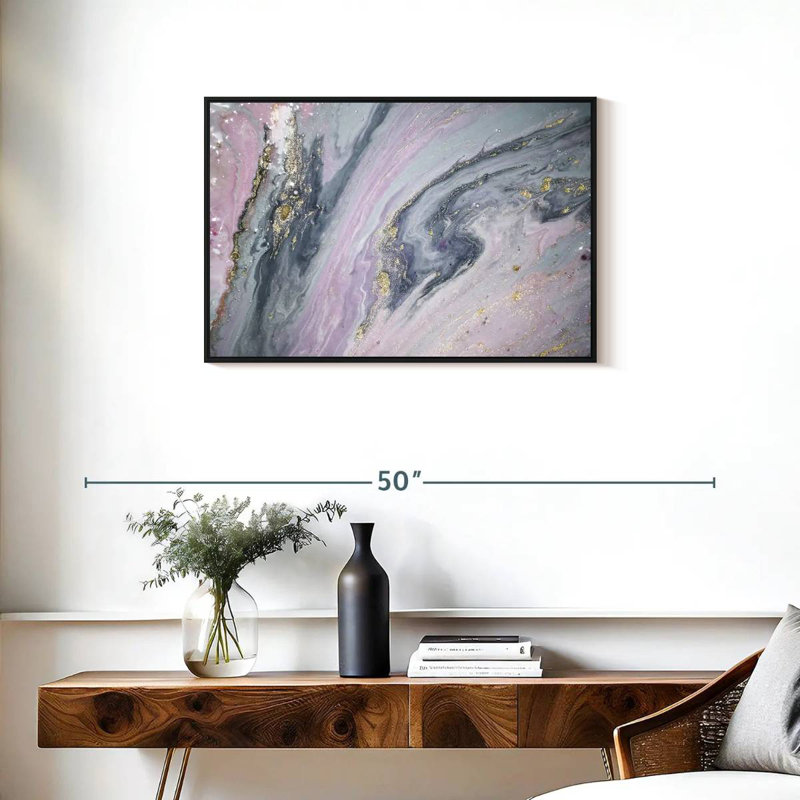 Luper rose et gris, Cadre flottant noir, 31 po x 21 po