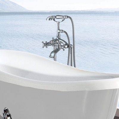 Robinet de baignoire avec douche à main - Conception autoportante, finition, profondeur de 40 po, et fiable pour baignoire en métal, ajoute de l'élégance à la salle de bain