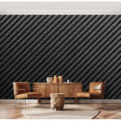 Papier peint adhésif en fibre de carbone noir sans couture, matériau abstrait en tissu pour le réglage de la voiture, papier autocollant amovible, décoration murale pour salon, chambre à coucher H 69 po x l 96 po