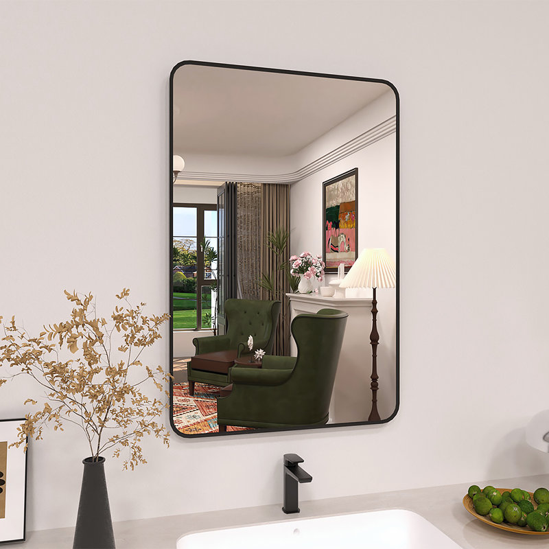 Miroir de salle de bain mural Lucha, Noir mat, 24 po x 36 po