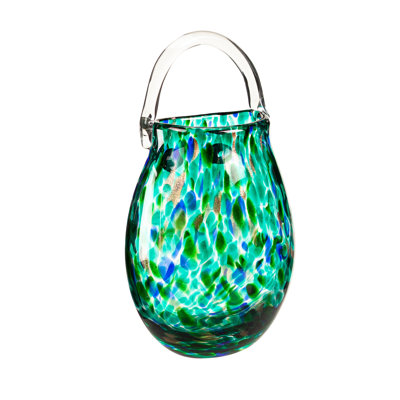 Vase suspendu en verre Art, sarcelle