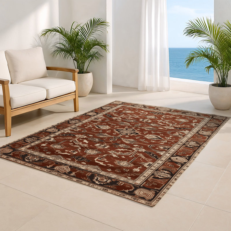 Tapis d'intérieur et d'extérieur brun Persian, Rectangle 4pi x 6 pi