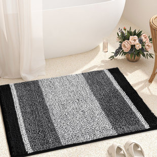 16x24 Chenille Bathroom Rugs - Color G Thin Bathroom Rugs Fit Under Door-  Absorbent, Flat, Non Slip, Soft, Machine Washable, Quick Dry, Small Beige