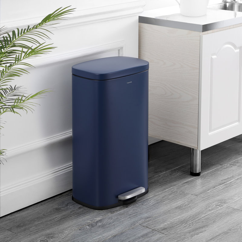 Steel Step On Kitchen Trash Can - 8 Gallons, Denim Blue