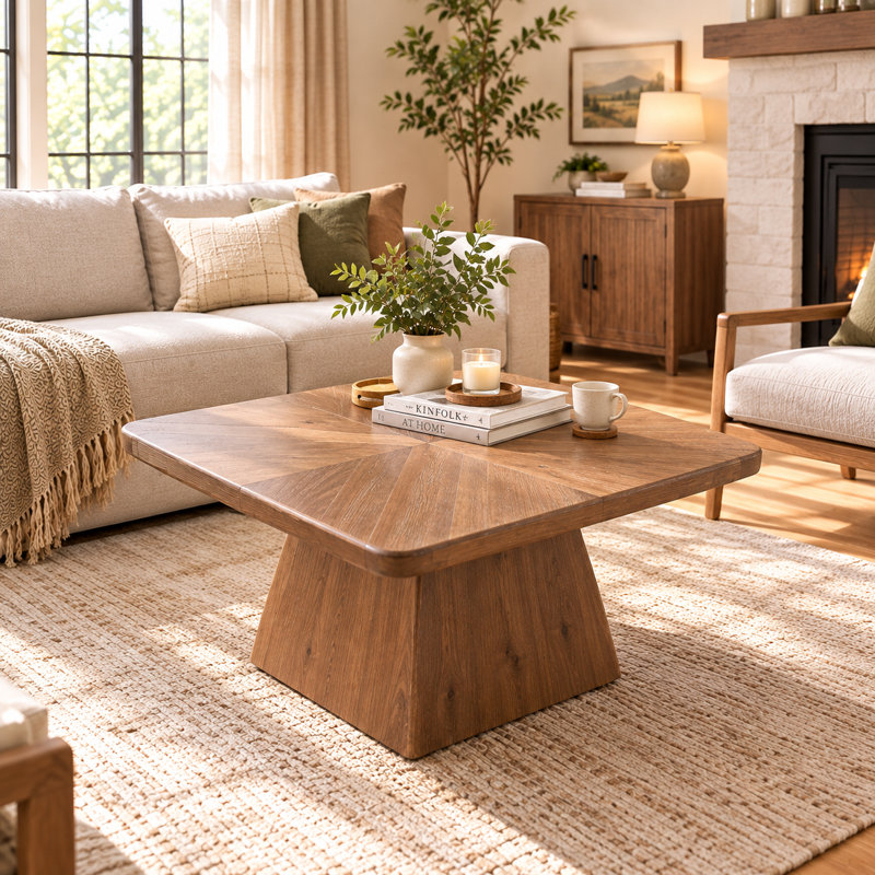 Table basse en bois massif, Marron foncé