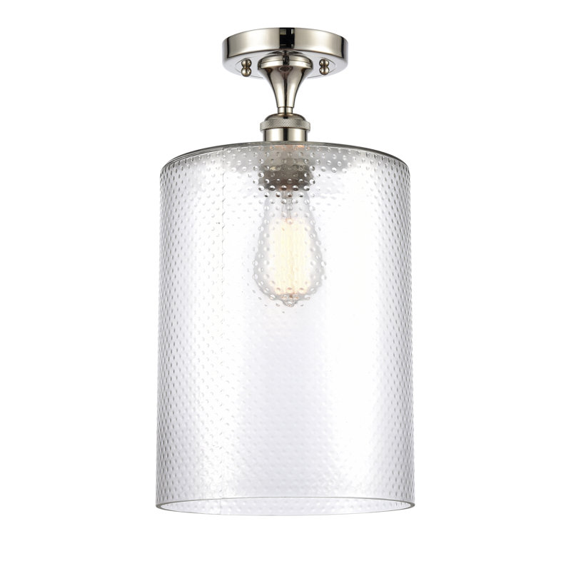 Plafonnier semi-encastré 1 lumière 9 po Leilani, Nickel poli, Ampoule DEL 6 watts Vinage, Transparent