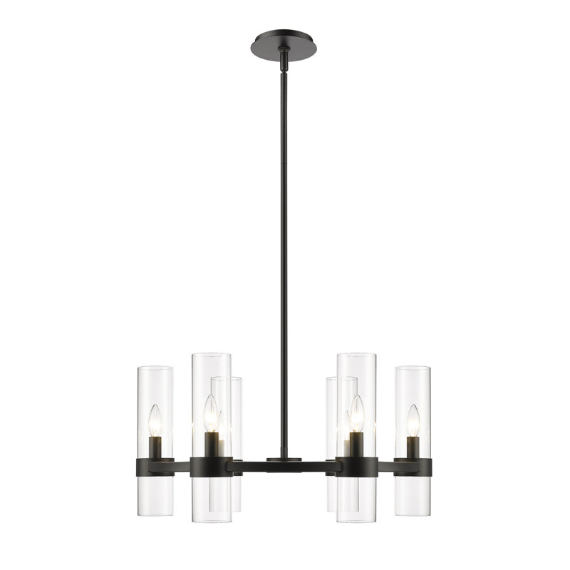 Fouges 6 - Light Dimmable Wagon Wheel Chandelier, Matte Black