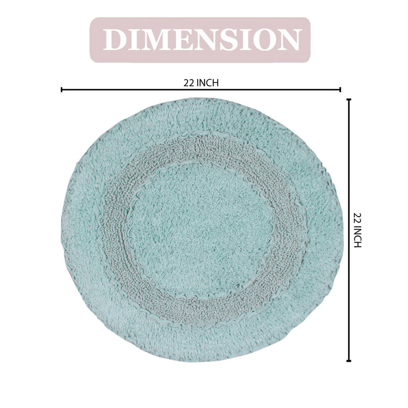 Plush Cotton Round shape bath Rug, Sky Blue, 22"W x 22"L