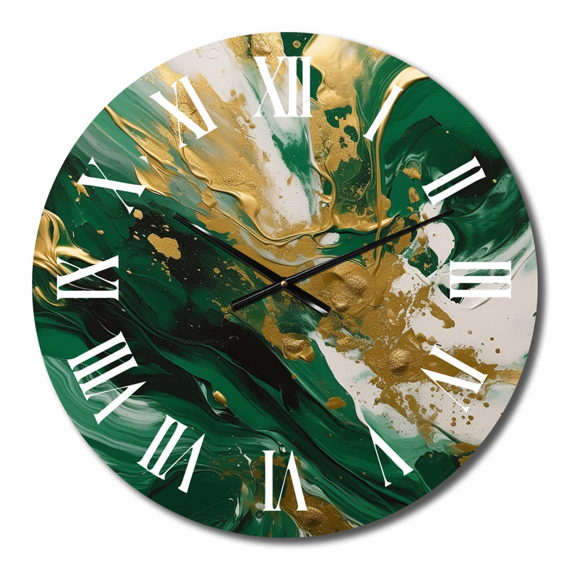 Horloge murale verte en or vert Cascade II, Moyenne