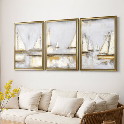 NAUTICAL Series CLXIV  -Custom Framed  Wrapped Gallery Canvas - 3 Pieces