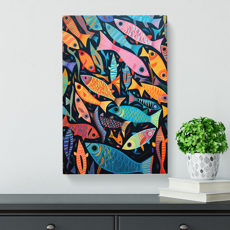 Fish Op Art - Wrapped Canvas, 60cm H x 40cm W x 3cm D